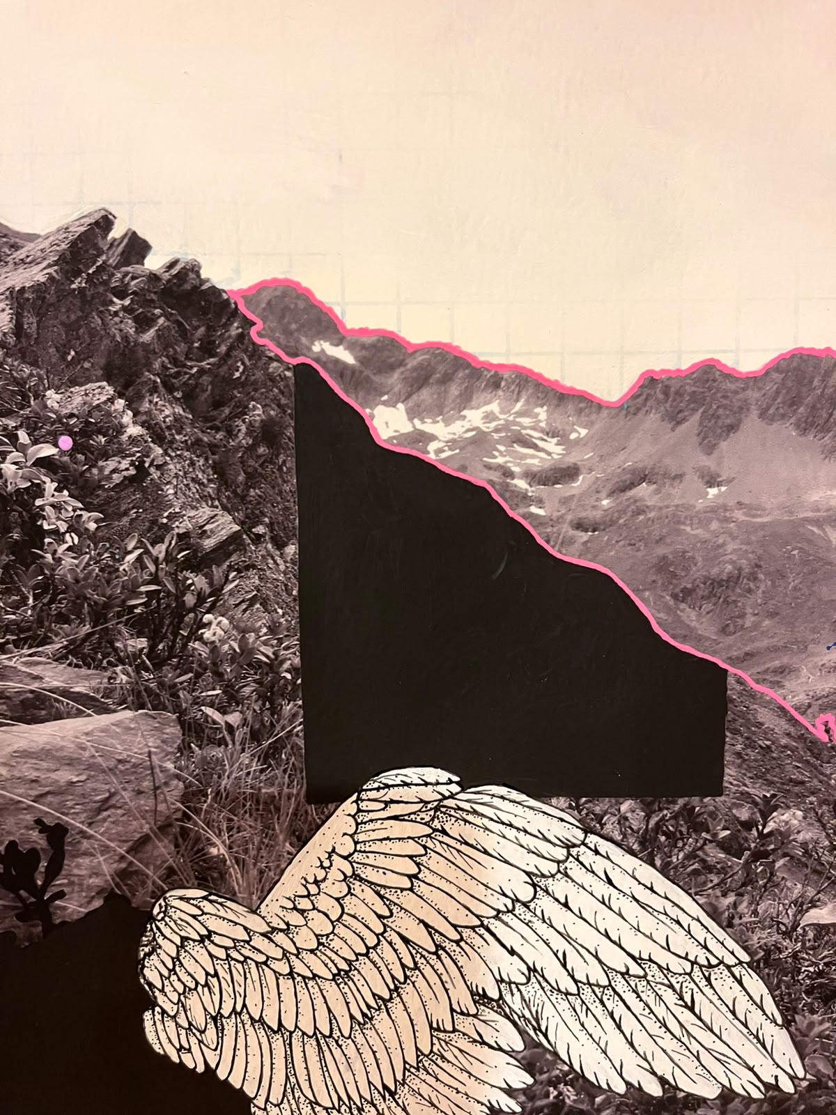 Wāhine Study — Photo print, acrylic paint & Indian ink